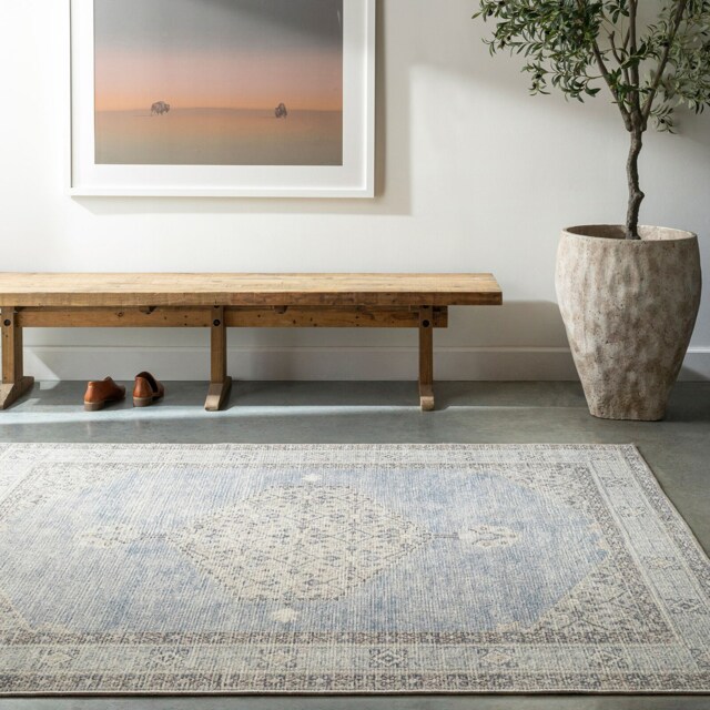 LIVABLISS Becki Owens Lila-Vintage Traditional Boho Rug 120 x 170 cm Grey Brown Blue