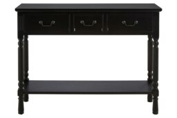 Interiors By Premier Versatile Design Three Drawer Black Console Table, Solid Pine Wood Hallway Table, Classic Console Table Black