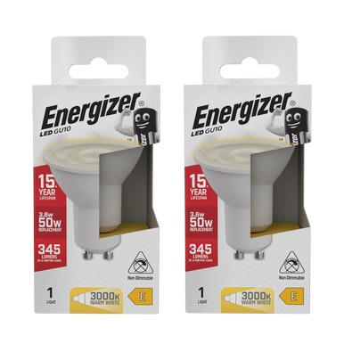 Energizer LED GU10 345lm 3.6W 3000K (Warm White) Light Bulb - Pack of 2