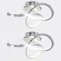 Set of 2 Jewelled Chrome LED Loop Ceiling Lights Chrome Clear 2