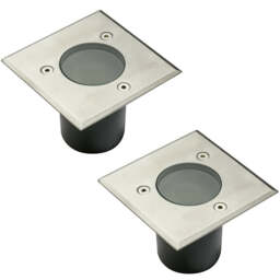 CGC MYAH Small Square Stainless Steel Inground Decking Light GU10 Silver Stainless steel effect Height: 10 cm, Width: 10 cm, Cut Out: 8.5 cm