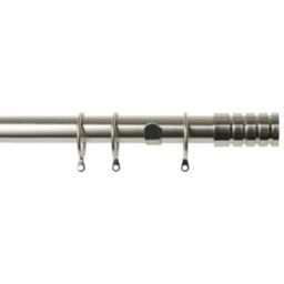 25-28mm Traction End Satin Silver Metal Curtain Pole Set 170 - 170cm Silver Silver