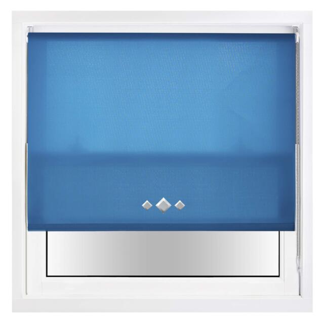 FURNISHED Daylight Trimmable Roller Blinds with Triple Diamond Eyelets and Metal Fittings Blue Teal (W) 135cm x (L) 165cm