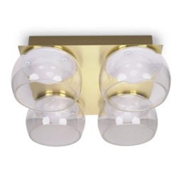 ValueLights Alissa Brushed Gold IP44 4 Way Clear Glass Integrated LED Ceiling Light Gold