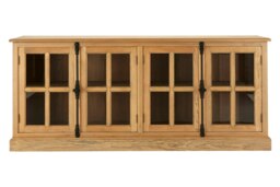 Open Shelf Grey Wood Sideboard, Spacious Storage Sideboard For Livingroom, Six Drawers Wooden Sideboard Brown