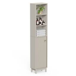 Vonhaus Victoria Stone Freestanding Tall Bathroom Storage Cabinet with 6 Shelves