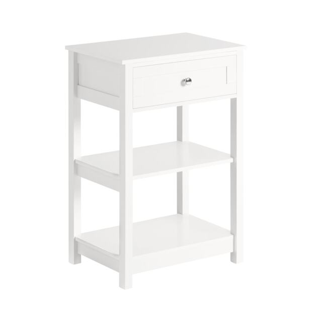 SoBuy FBT46-W,Bedside Table Bed Sofa Table with 1 Drawer & 2 Shelves White White