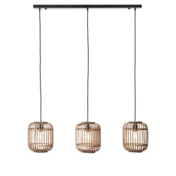 Mathias Bar Pendant Ceiling Lamp, Natural Bamboo, Plywood, Matt Black Paint