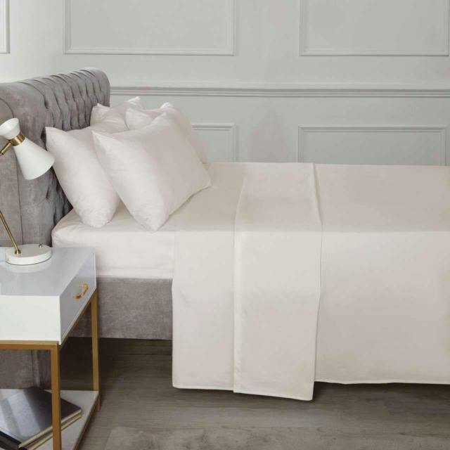 180TC Percale Fitted Sheet 10 Inch and Pillowcase Pair Cream Cream Cream Double 1