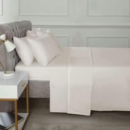 180TC Percale Fitted Sheet 10 Inch and Pillowcase Pair Cream Cream Cream Double 1