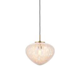 Mali Globe Pendant Ceiling Light Satin Brass Plate, White Confetti Glass, 1x E27