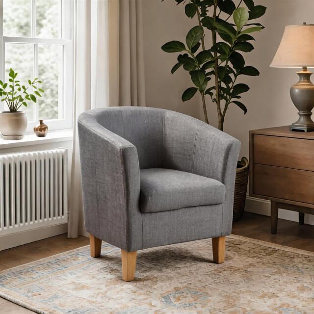 Fabric Tub Chair Colour Range Wooden Legs Armchair Living Room Modern Office Grey