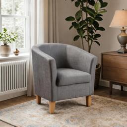 Fabric Tub Chair Colour Range Wooden Legs Armchair Living Room Modern Office Grey