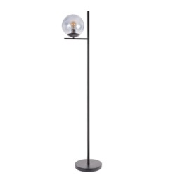 ValueLights Clarke Matte Black Metal Floor Lamp with Glass Globe shade Black