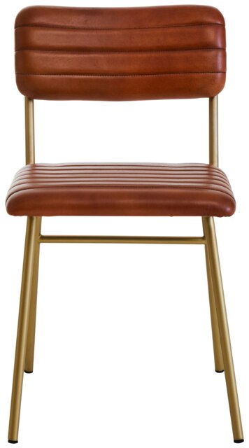 Orsina Tan Leather Dining Chair, Sturdy Dining Room Chair, Leather Effect Accent Chair