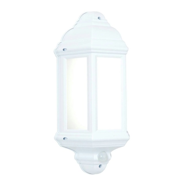 Halbury PIR 1 Light Outdoor Wall Light Frosted Polycarbonate, Matt White Textured IP44