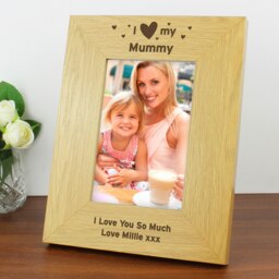 Personalised Oak Finish 6x4 I Heart My Photo Frame Brown One Size