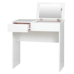 Dressing Vanity Table Mirror Make Up Storage Pink Compartments Drawers Bedroom White Diana