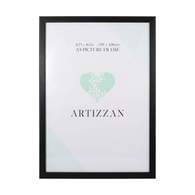 Modern and Stylish Black Veneer Wood Effect A3 Plastic Frame for Wall Hanging Black L