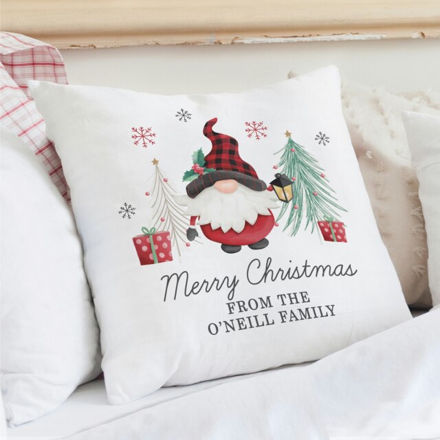 Personalised Gonk Christmas Cushion White