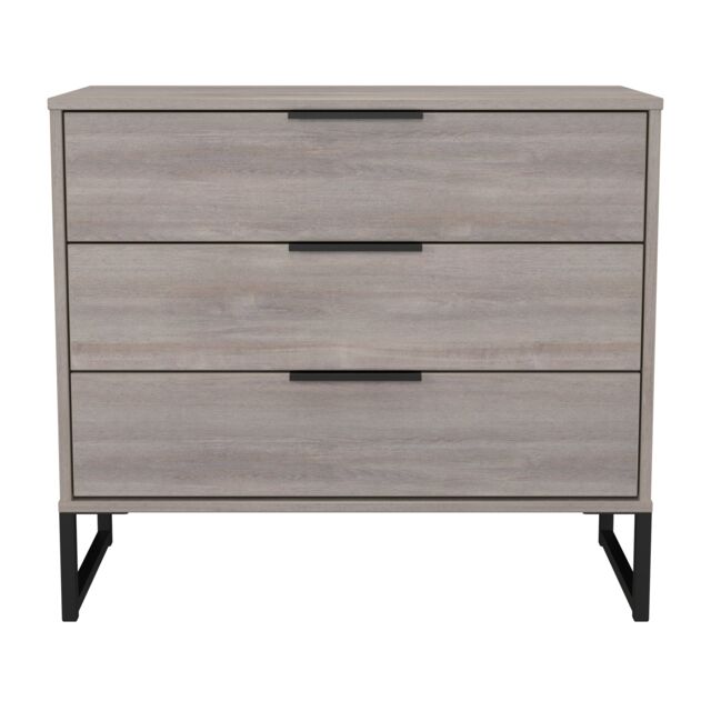 Beijing 3 Drawer Chest of Drawers in Grey Oak (Ready Assembled) Grey Grey Oak