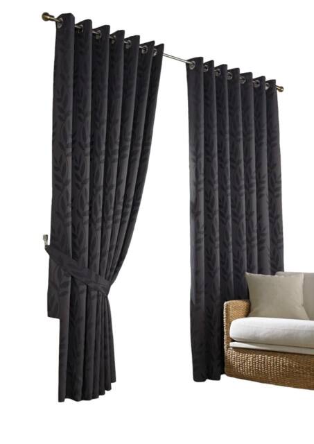Tivoli Fully Lined Eyelet Curtains - Charcoal - 168x229cm