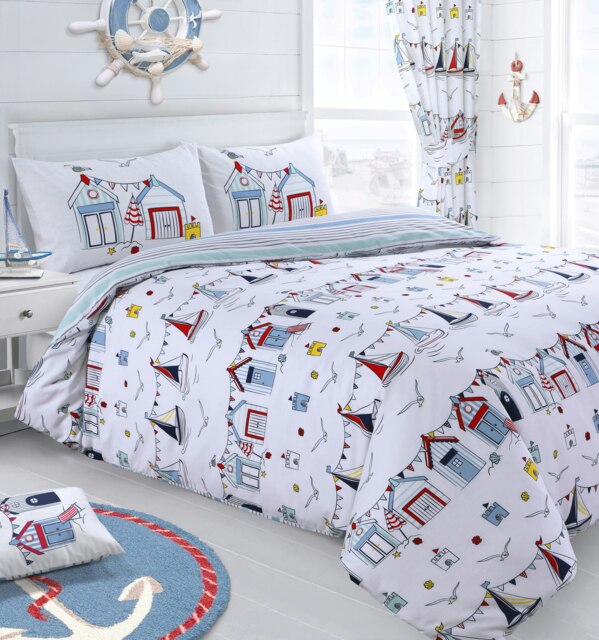 Velosso Nautical Printed Cotton Blend Duvet Cover and Pillowcase Set Multi King
