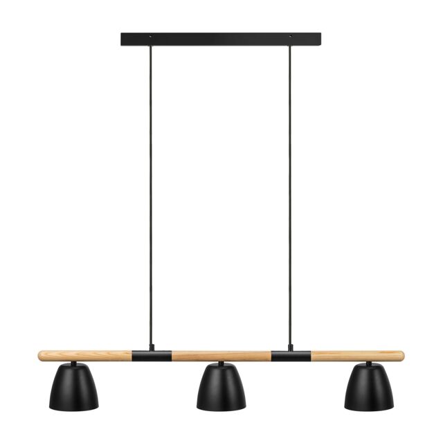 Nordlux Theo Indoor Rail Light Black Metal GU10 Wood - Mains Powered, IP20