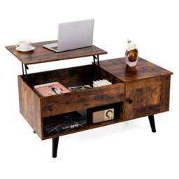 COSTWAY Lift Top Coffee Table w/Hidden Compartment Brown Brown