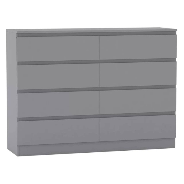 Minimalist Chest of 8 Drawers - 88.3x120x35cm Grey Grey & Grey 1