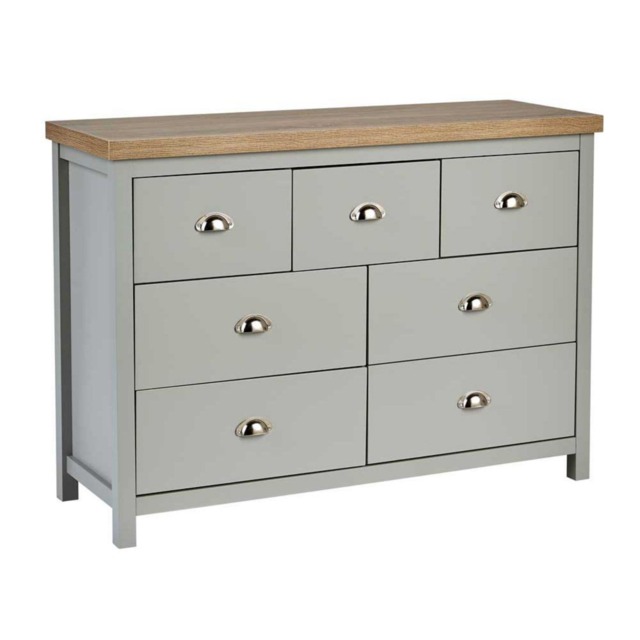 7 Drawer Chest of Drawers Storage Metal Cup Handles Avon Two Tone Grey
