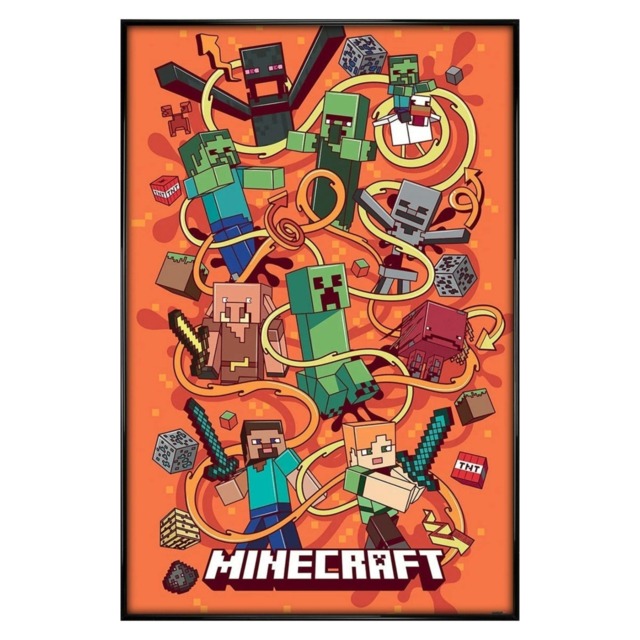 Gloss Black Framed Minecraft Funtage Montage Maxi Poster Framed Poster