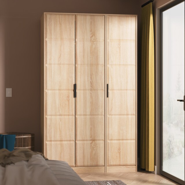 Seattle Tall Triple Wardrobe in Bardolino Oak (Ready Assembled) Brown Bardolino Oak