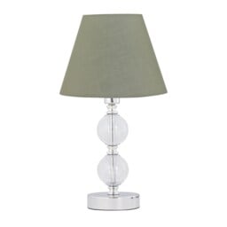 Chrome Two Ball Table Lamp with Sage Green Shade Chrome Green Medium 1
