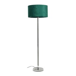 ValueLights Charlie Chrome Floor Lamp Green Velvet Shade and Bulb