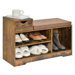 COSTWAY Storage Shoe Bench Entryway Shoe Bench Brown