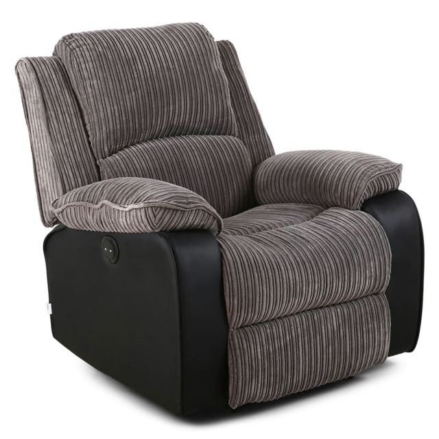Postana Jumbo Cord Fabric Electric Reclining Armchair Recliner Chair (Grey)