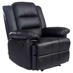 Loxley Bonded Leather Manual Recliner Armchair Sofa Home Lounge Chair (Black)