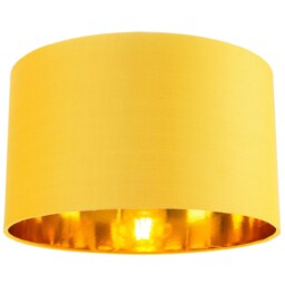 "Contemporary Ochre Cotton 14"" Table/Pendant Lamp Shade with Shiny Gold Inner Yellow Ochre 1"