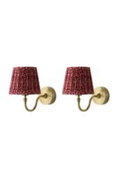ValueLights Lowe Pair Burgundy Floral Shade Gold Rechargeable Wall Light