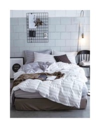 Ezysleep Silver Stripe Printed Duvet Set - Luxurious Duvet Cover And Pillowcases Multi White/Grey