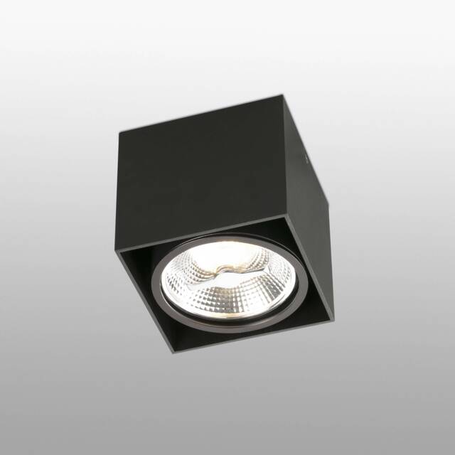 Tecto 1 Light Square Surface Mounted Downlight Black