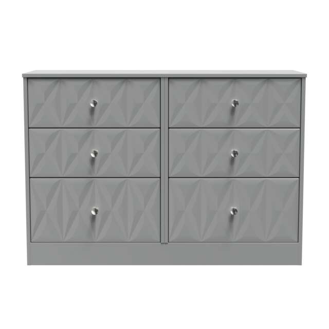 Memphis 6 Drawer Wide Chest of Drawers in Dusk Grey (Ready Assembled) Grey Dusk Grey