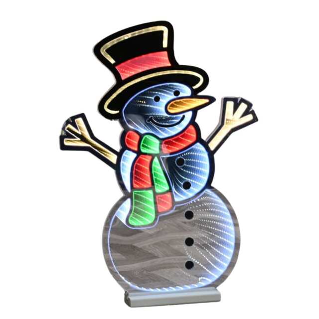 60cm Light up Standing Snowman Infinity Christmas Decoration with Multi-Coloured LEDs