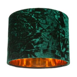 "Modern Green Crushed Velvet 8"" Table/Pendant Lampshade with Shiny Copper Inner Green Forest Green 1"
