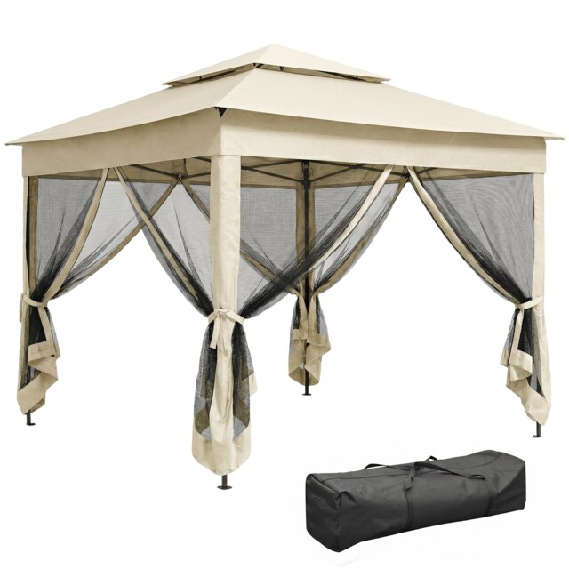 Outsunny Garden Folding Tent Heavy Duty Pop Up Gazebo for Party Cream Cream
