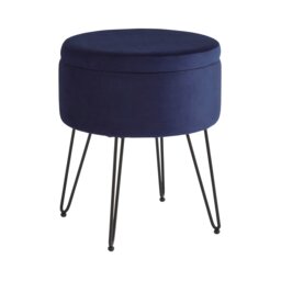 Avery Velvet Storage Stool Blue Midnight Blue One Size