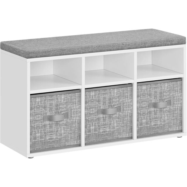 Cushioned Shoe Bench, Shoe Rack with Multiple Compartments and Storage Bins, Ideal for Bedroom or Closet, Cloud White