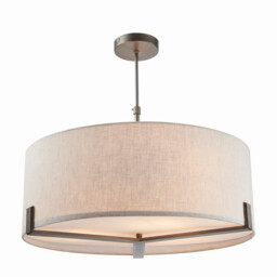 Hayfield Cylindrical Pendant Brushed Bronze Effect Plate & Natural Linen 3 Light Dimmable IP20 - E27