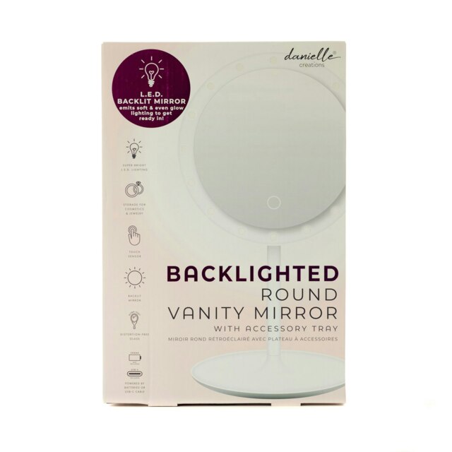 Danielle Creations Round Backlit Mirror White